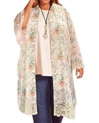 On The Plus Side - Printed Long Sleeve Lace Chiffon Duster - Lyst