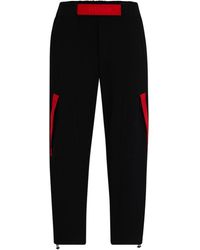 HUGO - Relaxed-fit Tracksuit Bottoms With Red Logo Tape - Lyst