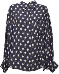 Aspesi - Floral-Print Viscose Crepe Blouse With Pleated Back - Lyst