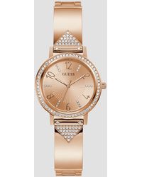 Guess Factory - Rose -tone And Crystal Bangle Analog Watch - Lyst