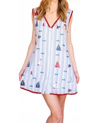 Queen Of Sparkles - Striped Sailboat V Neck Tank Dress - Lyst