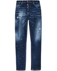 DSquared² - Cotton And Patent Leather Slim-Fit Jeans - Lyst