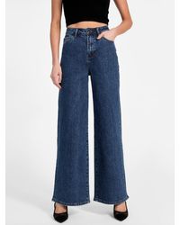 Guess - Lisbeth Wide Leg Denim Pants - Lyst