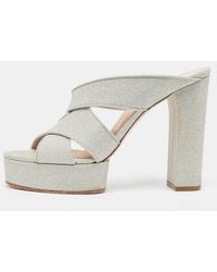 Casadei - Glitter Leather Slide Sandals - Lyst