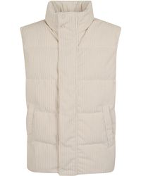 Herno - Wide-Wale Textured Vest With High Collar And Snap Button Closure - Lyst