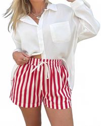 Anniewear - Striped Cotton Twill Mini Shorts - Lyst