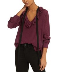 Reiss Mackenzie Fabric Silk-blend Interest Top - Purple
