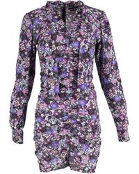 Isabel Marant - Floral Print Mini Bow Tie Ruched Dress - Lyst