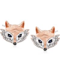 Ross-Simons Sapphire And . Diamond Fox Earrings - White