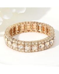 Fashnzfab - Oval Round Glass Stone Cluster Beaded Stretch Evening Bracelet, Lt Col Topaz - Lyst