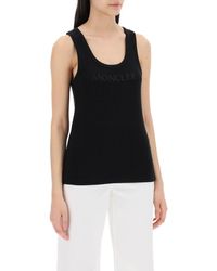 Moncler - Sleeveless Ribbed Jersey Top - Lyst