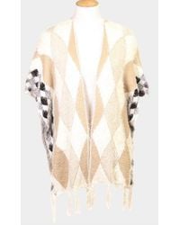 TRUEDAMES - Diamond Pattern Tassel Poncho - Lyst