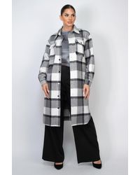 TRUEDAMES - Plaid Buttoned Shacket Coat - Lyst