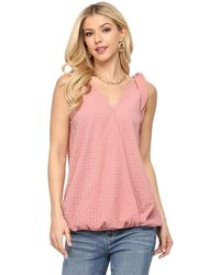 TRUEDAMES - Solid Textured And Sleeveless Surplice Top With Shoulder Tie - Lyst