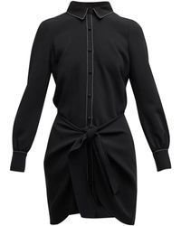 Cinq À Sept - Gaby Tie-waist Topstitched Solid Crepe Mini Dress - Lyst