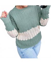 Listicle - Color Block Braided Knit Sweater - Lyst