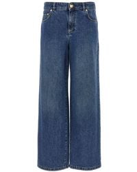 Moschino - Wide-Leg Denim Jeans With Teddy Button Closure - Lyst
