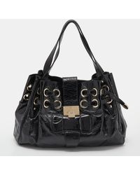Jimmy Choo - Crinkled Patent Leather Large Riki Tote Bag - Lyst