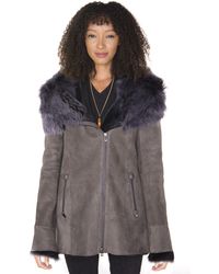 Infinity Leather - Suede Hooded Merino Sheepskin Coat-Romsey - Lyst