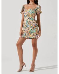 Astr - Talula Tropical Print Puff Sleeve Mini Dress - Lyst