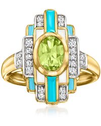Ross-Simons - Peridot And . White Topaz Ring With Blue And White Enamel - Lyst
