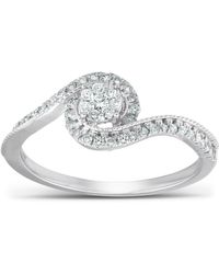 Pompeii3 - 1/3 Ct Diamond Twist Halo Round Engagement Ring - Lyst