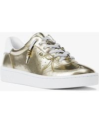 Michael Kors - Mk Scotty Embellished Metallic Leather Trainers - Lyst