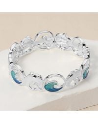 Fashnzfab - Enamel Wave Metal Dolphin Link Stretch Bracelet - Lyst