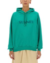 Sunnei - Relaxed Fit Drawstring Hooded Sweatshirt - Lyst