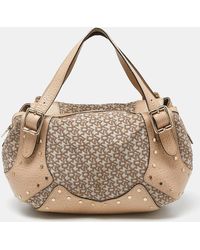 DKNY - Signature Canvas And Leather Studded Hobo - Lyst