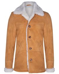 Infinity Leather - Classic Sheepskin Car Coat-Auburn - Lyst