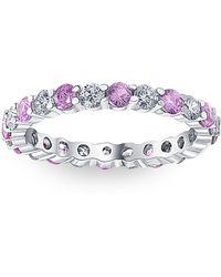 Pompeii3 - 1 Cttw Pink Sapphire & Diamond Wedding Eternity Ring 10k White Gold - Lyst