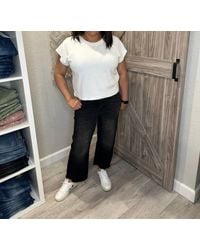 Judy Blue - High Waist Button Fly Destroyed Raw Hem Cropped Wide Leg Denim - Lyst
