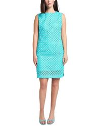 Ming Wang - Geometric Lace Cutout Woven Sheath Dress - Lyst