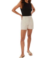 ecru - Leather Short With Pintucks - Lyst