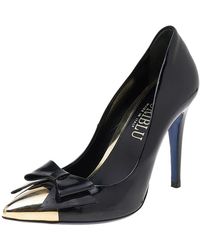 Loriblu - Patent Leather Pointed Metal Cap Toe Pumps - Lyst