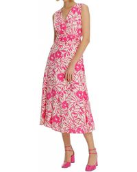 Exquise - Sleeveless Flared Skirt Patterned Midi Dress - Lyst