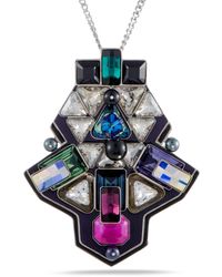 Swarovski Buzz Color Geometric Crystal Pendant Long Chain Necklace - Multicolor