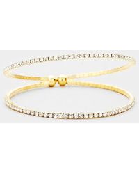 Fashnzfab - 2Row Split Layer Rhinestone Pave Cuff Evening Bracelet Clear - Lyst