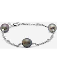 Damiani - Le Perle 18k White Gold Diamond 0.42ct And Pearl Bracelet 20014581 - Lyst