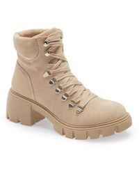 Steve Madden - Hint Boots Sand Suede Lace Up Block Heel Ankle Jobb205 - Lyst