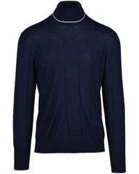 Eleventy - Wool Under Jacket Sweater With Vertical Ribbed Detailing - Lyst