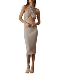 Endless Blu. - Cross-Front Cutout Stretch-Modal Midi Dress - Lyst