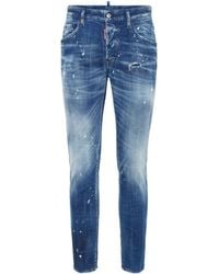 DSquared² - Slim Fit Distressed Denim Jeans With Five-Pocket Design - Lyst