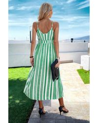 TRUEDAMES - V Neck Geo Print Split Thigh Sleeveless Cami Dress - Lyst