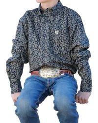 Cinch - Long Sleeve Geometric Print Button Down - Lyst