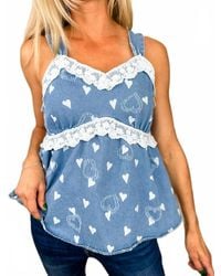 Davi & Dani - Lace Darling Cotton Blend Tank Top - Lyst