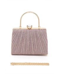Fashnzfab - Diamond Clasp Top Handle Pleated Box Clutch - Lyst