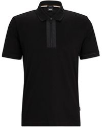 BOSS - Mercerized-cotton Polo Shirt With Zip Placket - Lyst