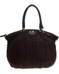 COACH - Dark Quilted Nylon And Leather 70th Anniversary Madison Satchel - Lyst
